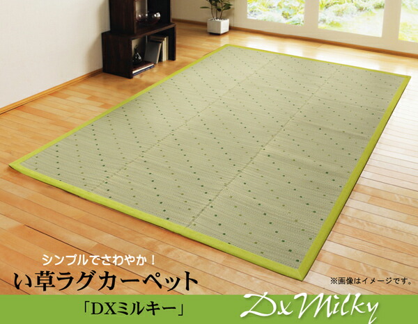 い草ラグカーペット 『DXミルキー』 グリーン 約200×200cm（裏:不織布